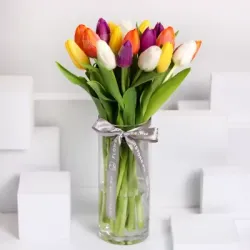 ASSORTED TULIPS VASE (20 STEMS)